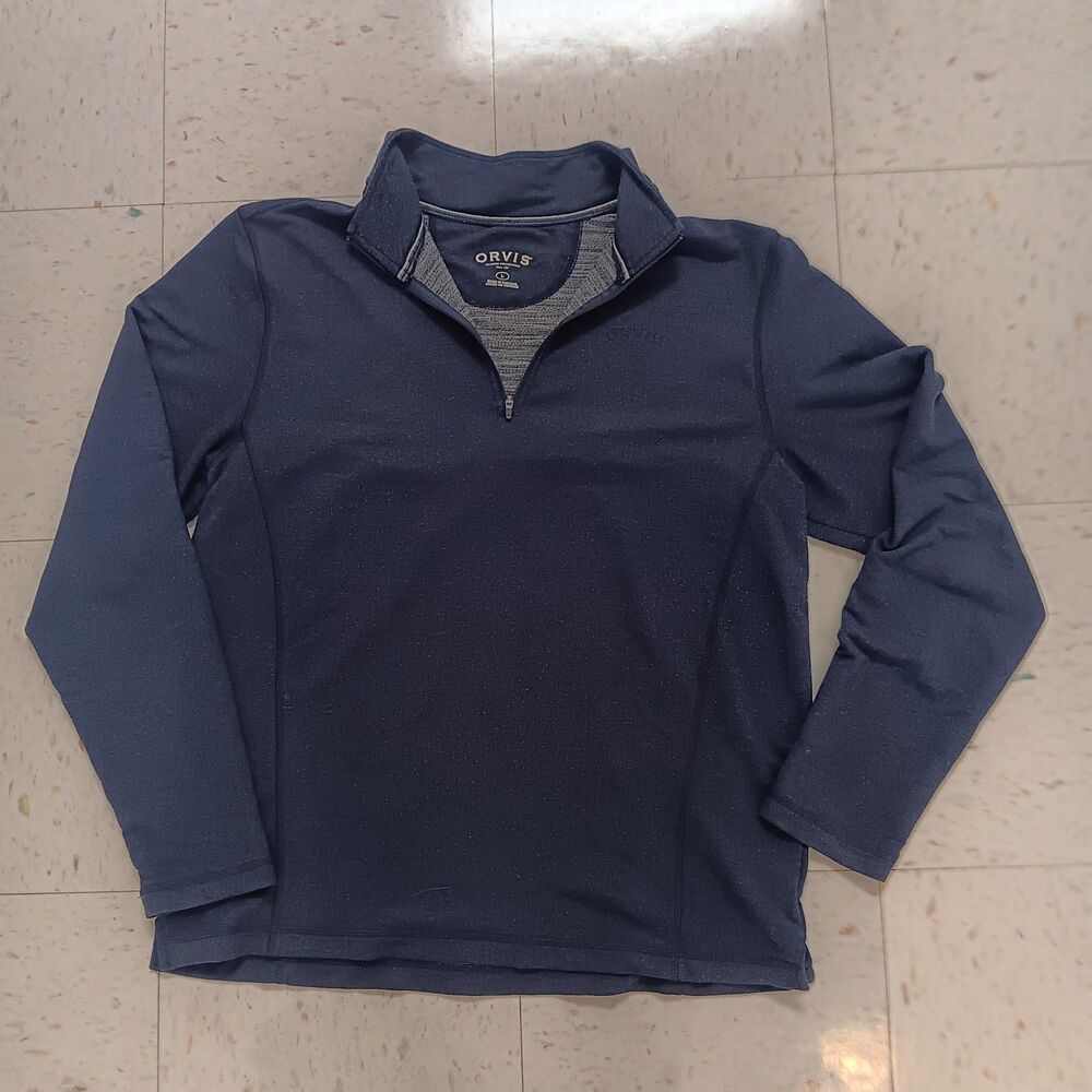Orvis Men's 1/4 Zip Pullover Shirt Blue Large